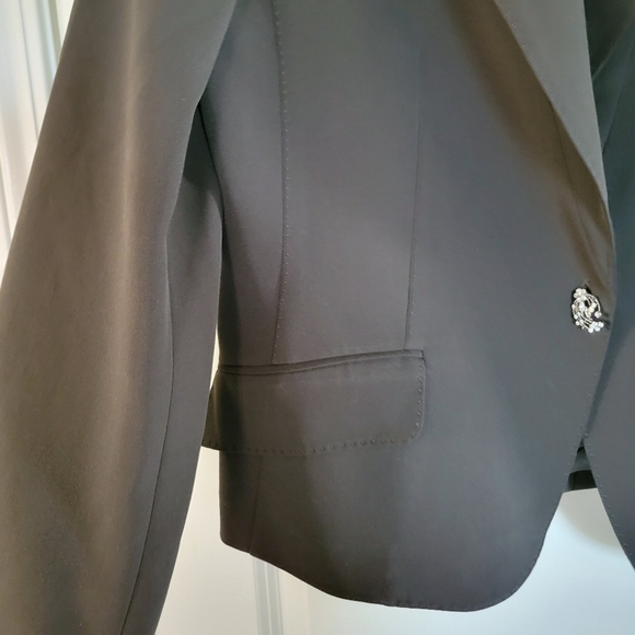 Anne Klein Women's Green Blazer Jacket Size 6P with Removable Brooch - Picture 6 of 10